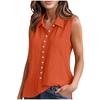 Women’s Fashionable Plain-Coloured Cotton-Linen Single-Breasted Sleeveless Shirt- T-Shirt