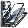 For Samsung Galaxy S25 Magnetic Case PC+TPU Phone Cover with Tempered Glass Screen Film