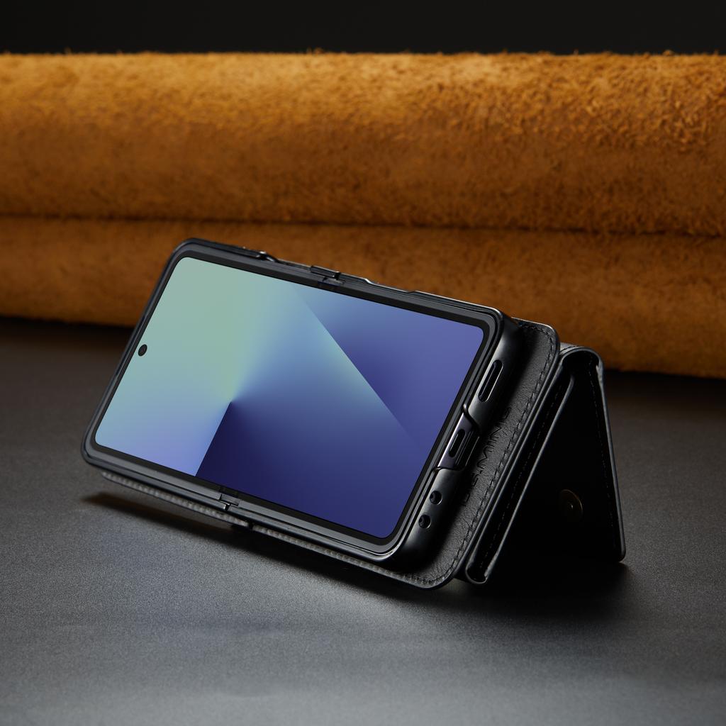 Retro Auto Leather Phone Case for Samsung Galaxy Z Flip 7 Flip6 RFID Blocking Hinge Protection Buckle Card Holder Wallet Cover