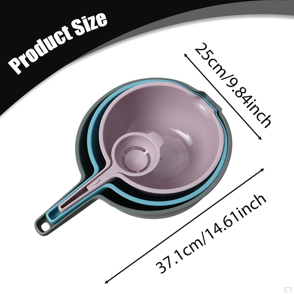 Mixing Bowls Set Nesting Bowl with Handle Pour Spout Colander Vegetable Washing Basket for