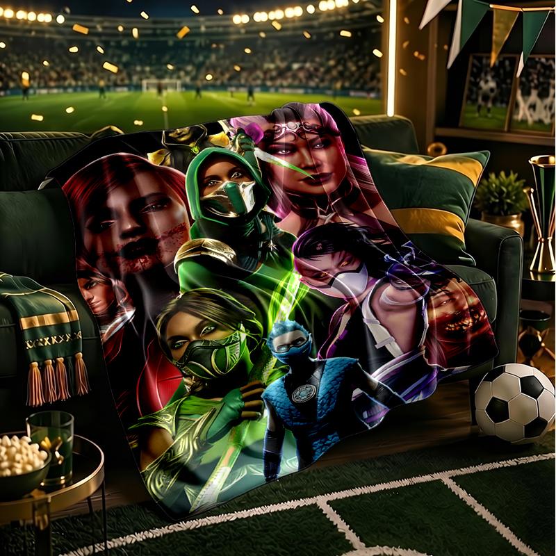 Dark Warrior's Mortal Kombat Blanket Flannel Throw for Sofa, Indoor, Camping, Living Room, Office, Chair, And Bed Soft Birthday Gift