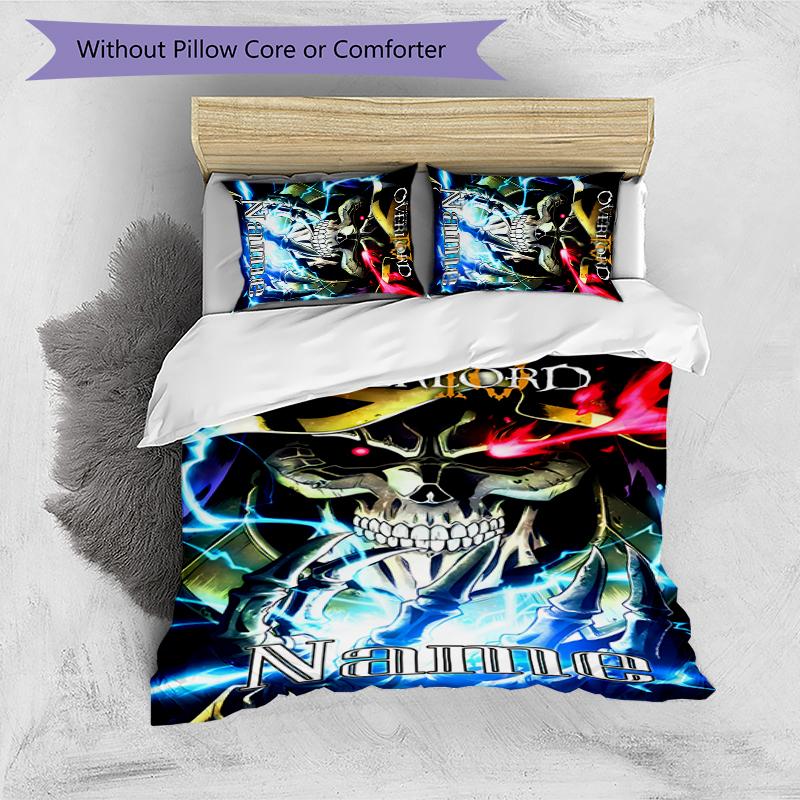 3pcs Custom Name Cartoon Overlord Bedding Set Duvet Cover Closure Includes 1 Duvet Cover & 2 Pillowcases for All Seasons Bedroom Decor
