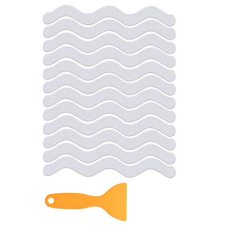 6/12/24Pcs Anti Slip Shower Stickers With Scraper Safety Bathtub Strips Adhesive Decal Waterproof  For Bath Tub Shower Stairs