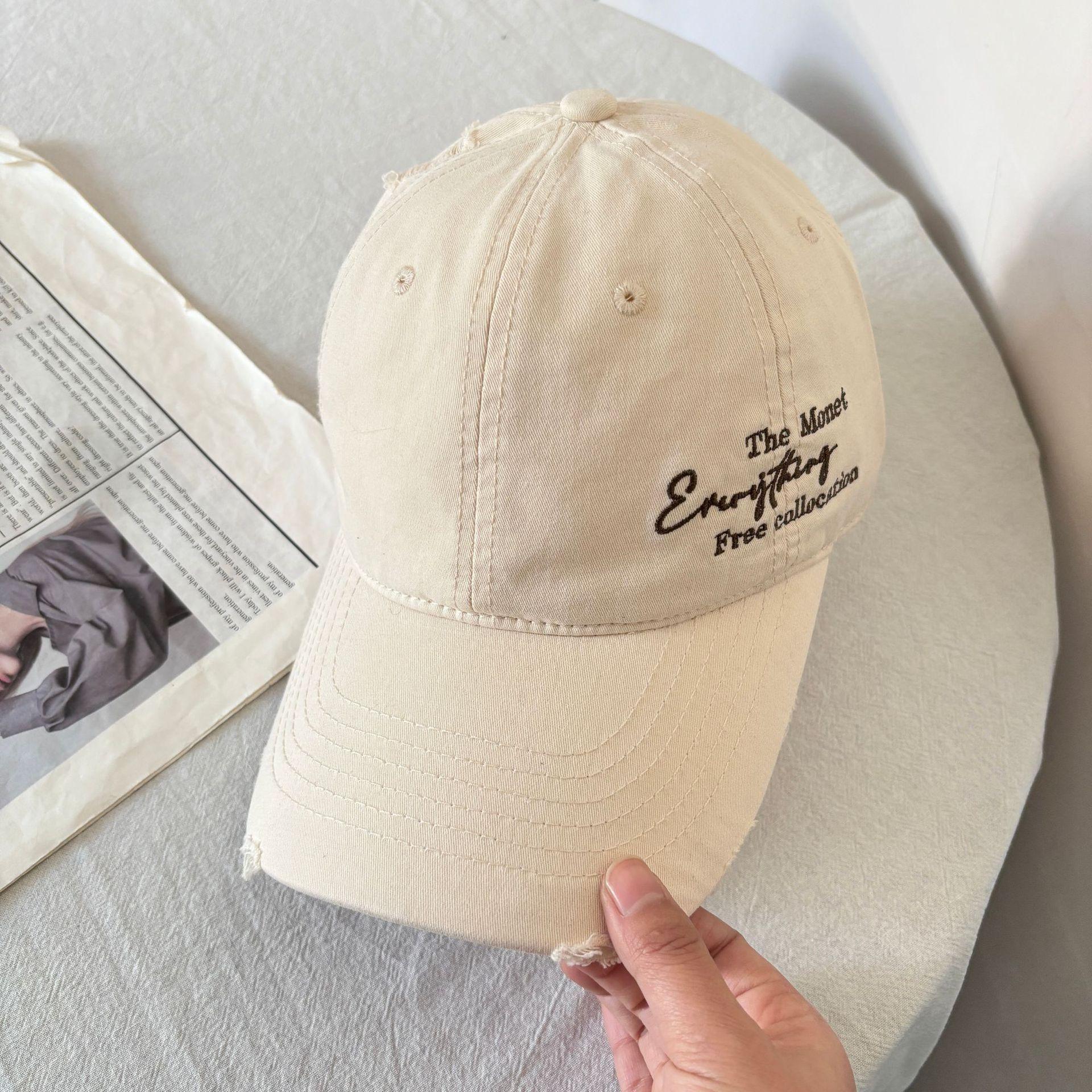 

бейсболка с мягкой вышивкой, большая окружность головы, солнцезащитный козырек, солнцезащитный крем, универсальное лицо, маленькая пара, широкополая, глубокая кепка, прилив M（56-58cm） бежевый