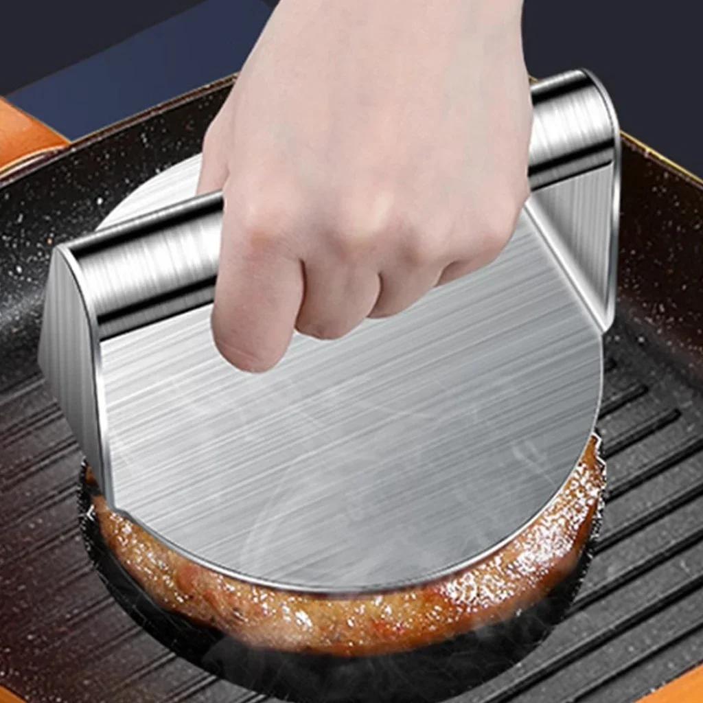 1pcs Stainless Steel Hamburger Meat Press Circular Square Burger Meat Press Kitchen Tool Meat Press Plate Kitchen Accessories