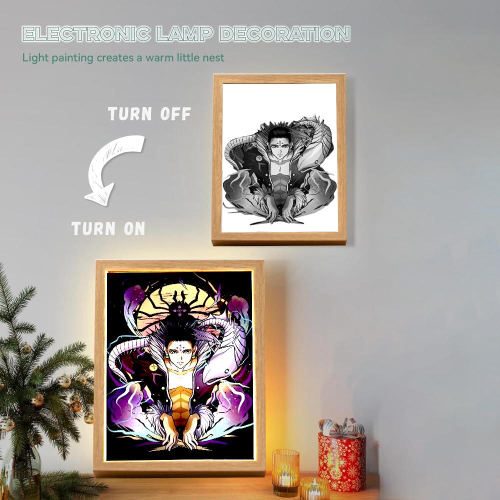 Anime Figure Hunter×Hunter Light Painting Photo Frame Killua Chrollo Action Figure Night Light Collection Toys Kid Birthday Gift