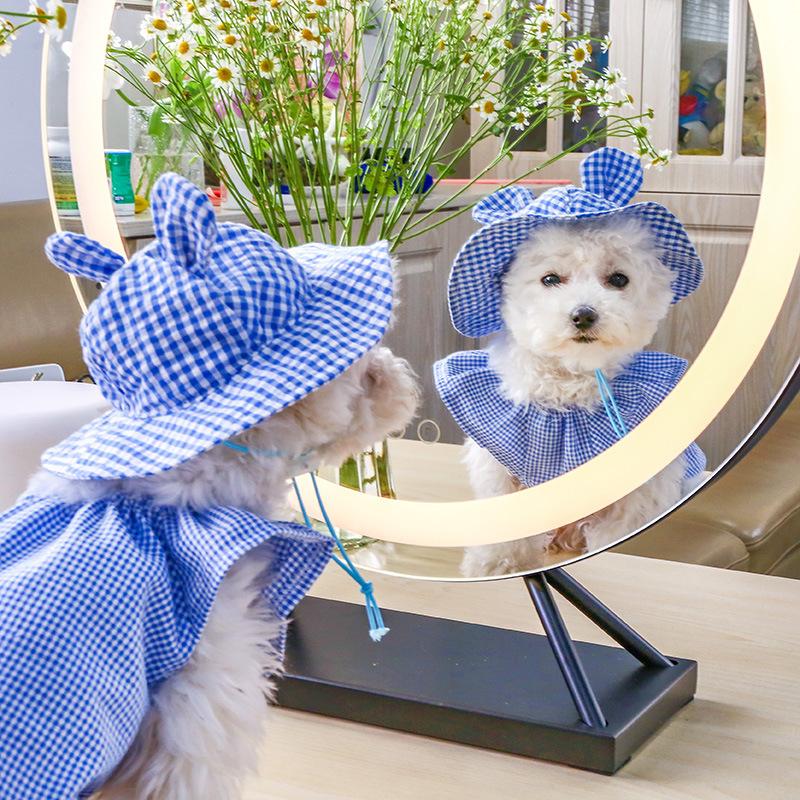 Pet Accessories Pet Hat Teddy Frise Sunshade Dog Small Ears Check Sun Cute Hat