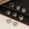 Ingemark 8Pcs Vintage Silver Color Adjustable Open Rings for Women Goth Carved Flower Metal Rings Engagement Wed Jewelry Gift
