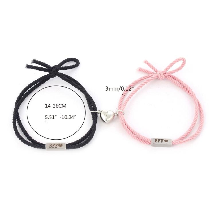 2 Pieces Mutual Attraction BFF Bracelet Distance Adjustable Wristband for BFF