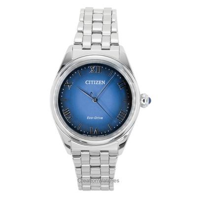 L Klasické nerezové hodinky pro ženy s modrým ciferníkem Eco-Drive EM1140-80L