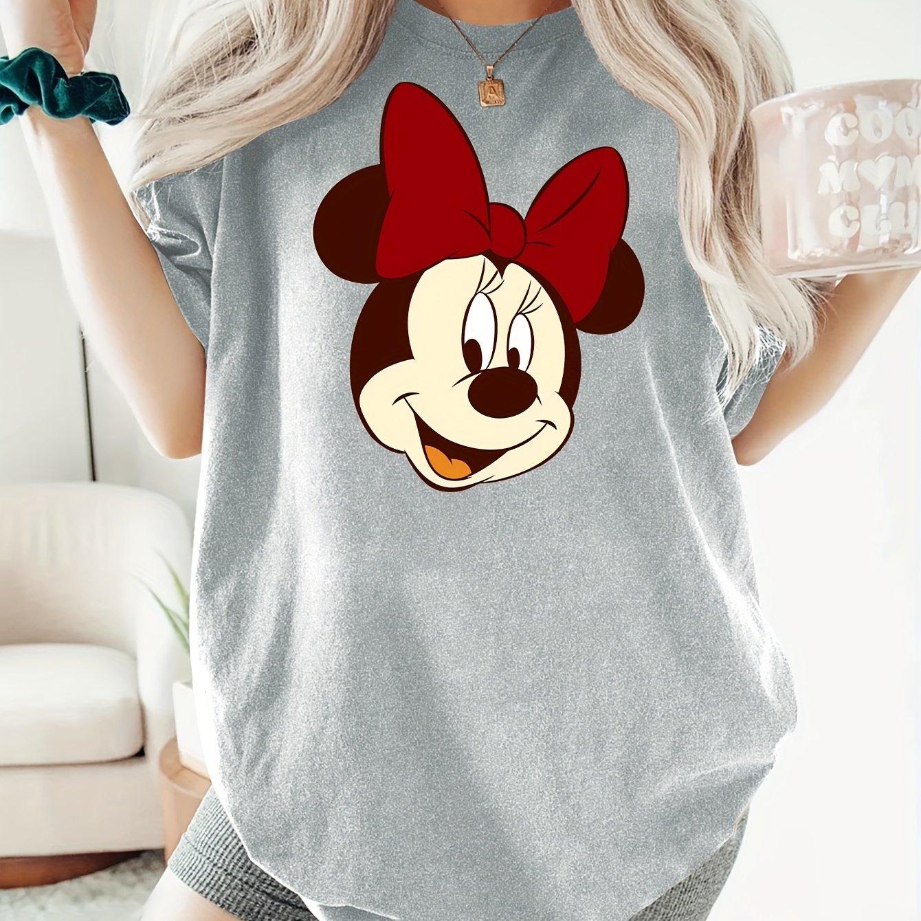 

2025 Disney Мінні Маус Жіночі Милі Мультяшні Топи для Дівчат Повсякденні Жіночі Футболки 100% Чиста Бавовна З Принтом Дозвілля Футболка L