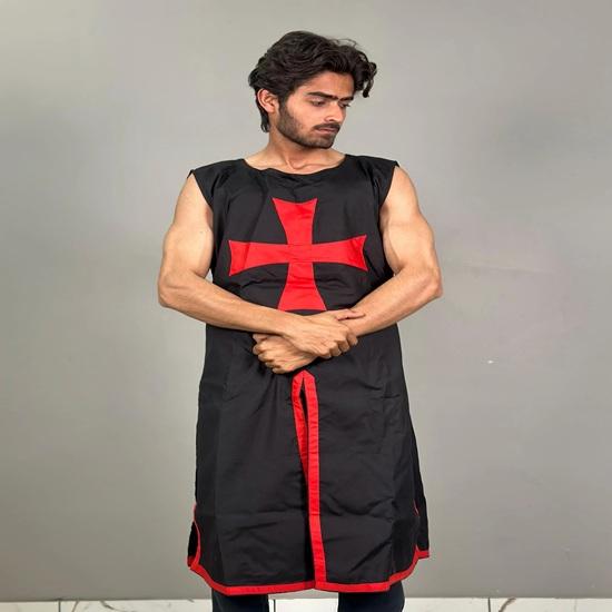 Red Templar Cloak Holy Cross Templar Crusader Cloak Upper Inner with Chainmail Medieval Knight Armor Cloak LARP Cosplay Costume