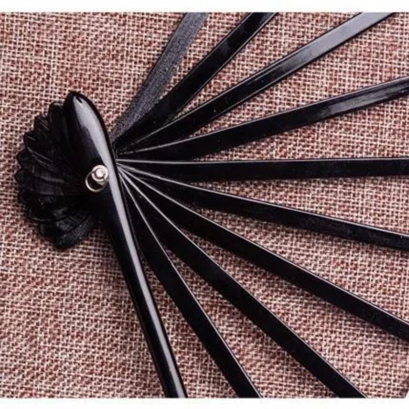 Ancient Chinese Style Golden Portable Folding Fan Bamboo Ribs Japanese Decor Stage Fan Girl Hanfu Dance Performance Hand Fan