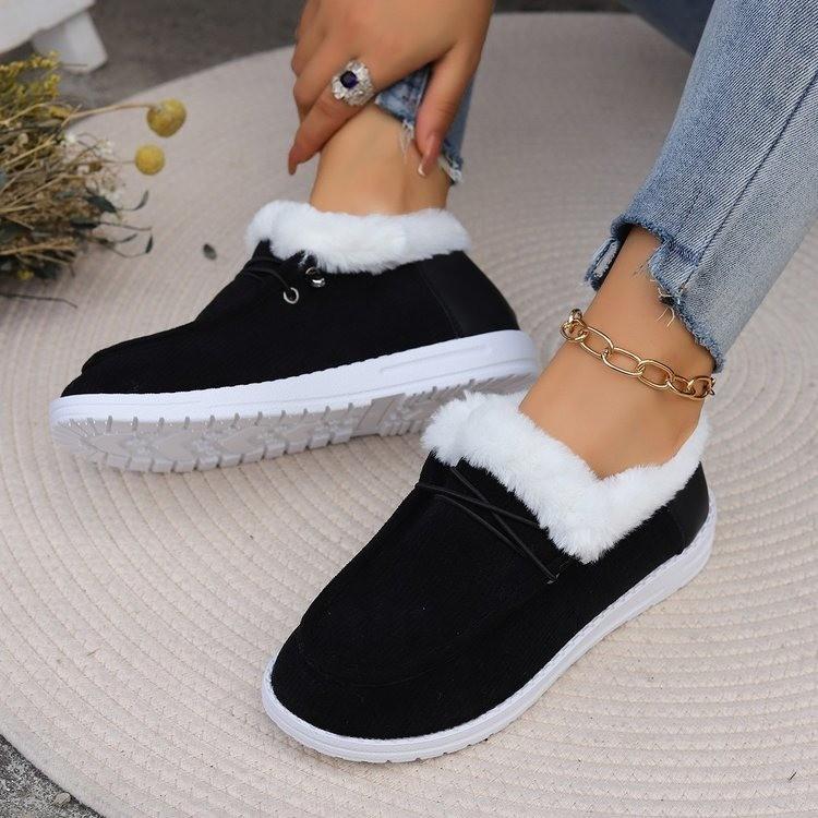 Foreign Trade Large Size Winter Cotton Shoes Autumn and Winter New European and American Thick-soled Wool Snow Boots Women's Velvet Warm Round Cot
