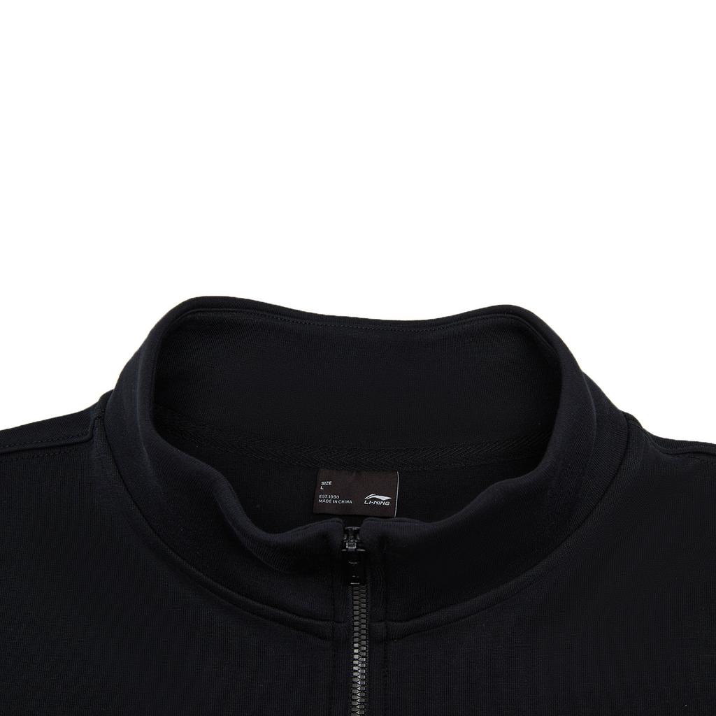 Li Ning DNA Series American Retro Casual Versatile Fashion Logo Stand Collar Zip Pullover Hoodie Unisex hoodie Black AWDWC17-2