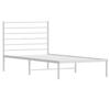 Struttura Letto in Metallo senza Materasso con Testiera Bianca 75 x 190 cm