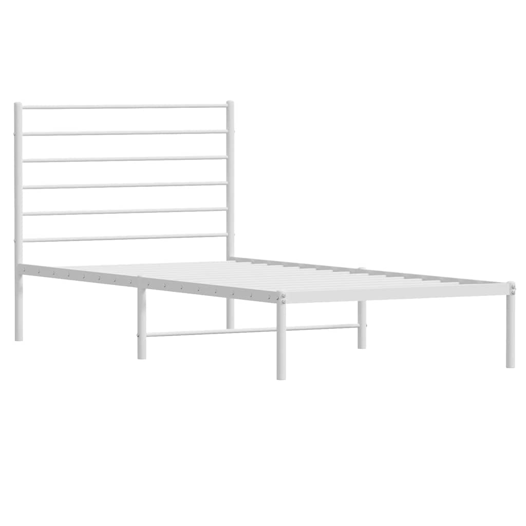 Struttura Letto in Metallo senza Materasso con Testiera Bianca 75 x 190 cm