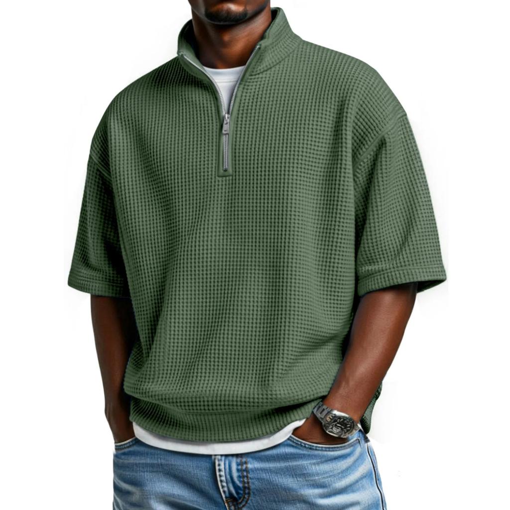 Pánské ležérní tričko s krátkým rukávem a čtvrtinovým zipem