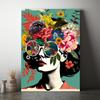 Canvas Painting Portrait Woman Flowers