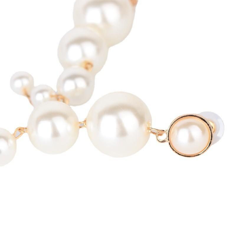 Stylish Gradient Pearl Earrings For Women Chic Long Statement Jewelry