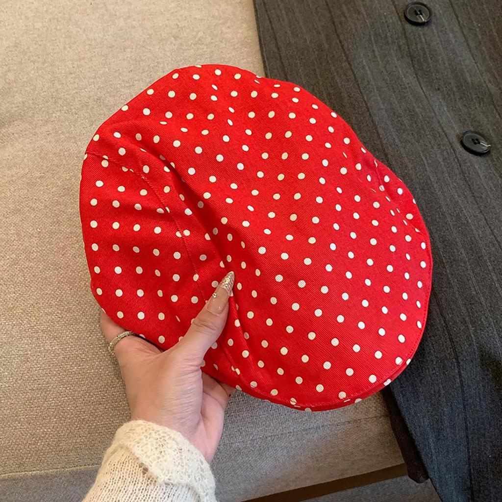 Fashion Polka Dot Beret Hat for Women Soft Cotton Spring Summer Sunshade Forward Cap JK Girls Newsboy Painter Artist Caps
