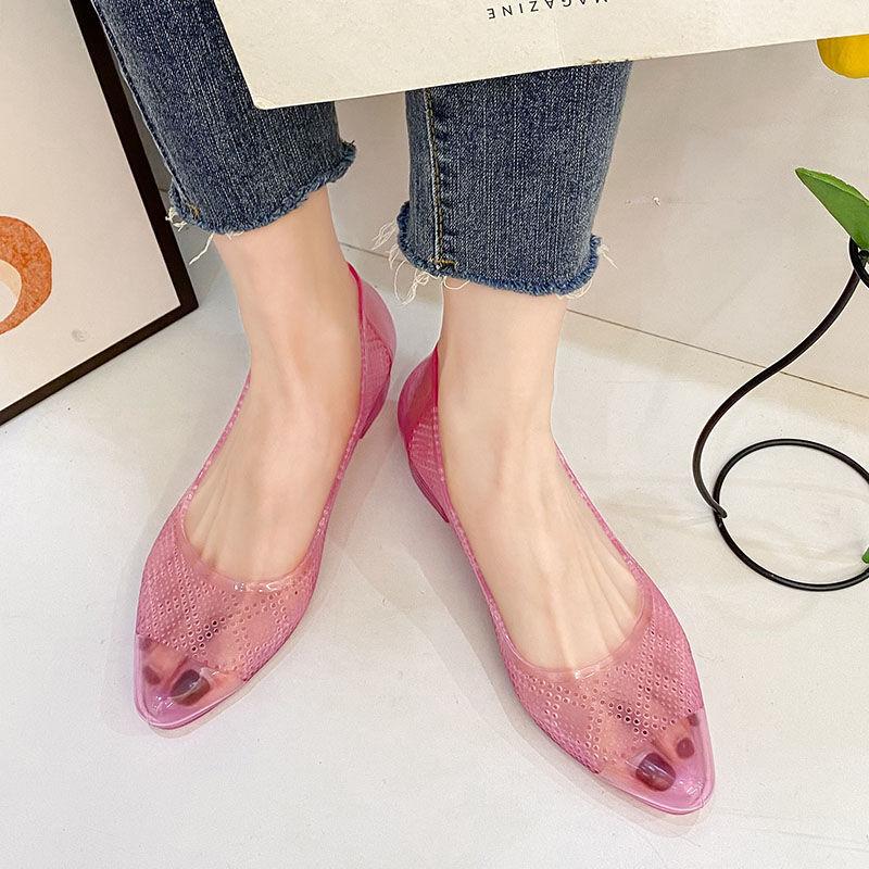 Fashion FHANCHU 2025 New Women Crystal Sandals,Summer Jelly Shoes,Soft Bottom,Close Pointed Toe,Slip On,Korea Blue,Pink,Gold,Dropship