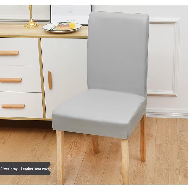 Waterproof Leather Dining Chair Cover - Stain-Proof, Elastic, Universal Fit, Low Back Cushion Cover for Home and Restaurant Use.