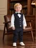 Chlapecký jarní a podzimní formální vestový oblek – Třídílný outfit pro malého gentlemana