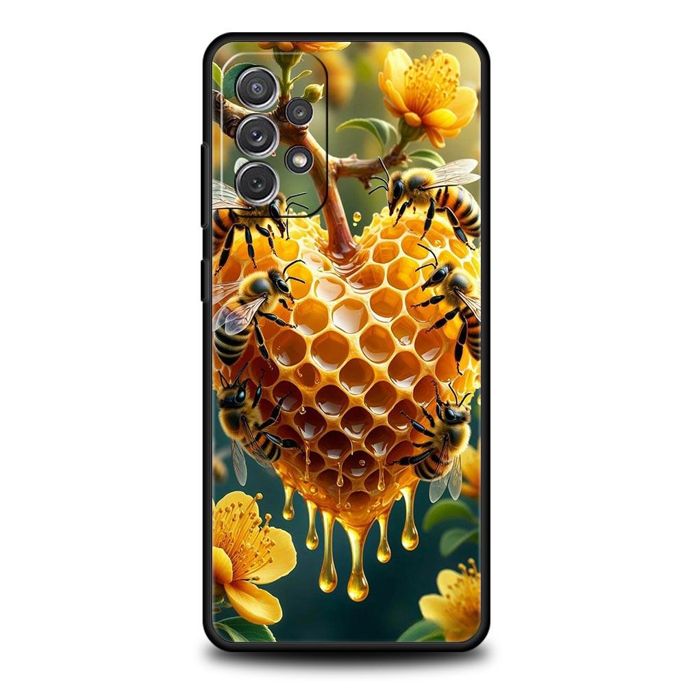 

Honeybee Flower Pattern Phone Case for Samsung Galaxy A55 A35 A15 A14 A13 A25 A54 A51 A71 A72 A73 A32 A52 A41 5G Soft TPU Shell Samsung A71