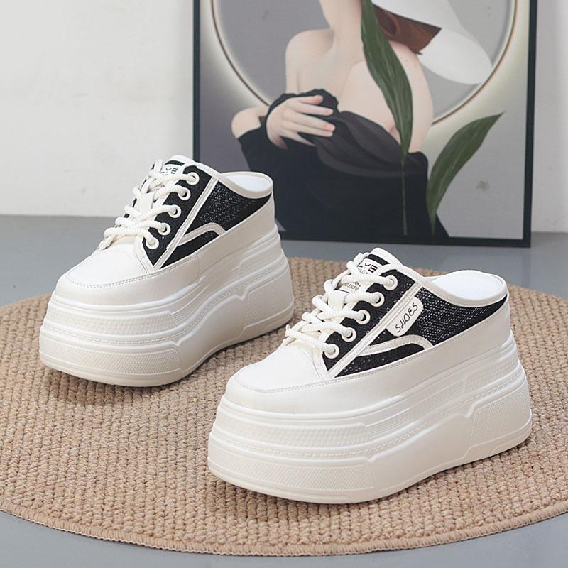 Fashion 10CM Air Mesh Breathable Sandal Slippers Pumps Platform Wedge Luxury Hidden Heels Summer Round Big Toe Fashion Women Shoes
