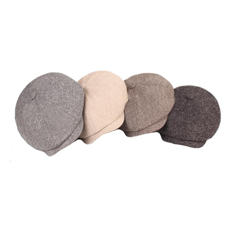 Youth Octagonal Cap Men's Autumn Winter Warm Beret Middle-Aged and Elderly Cap Newsboy Cap Painters Hats