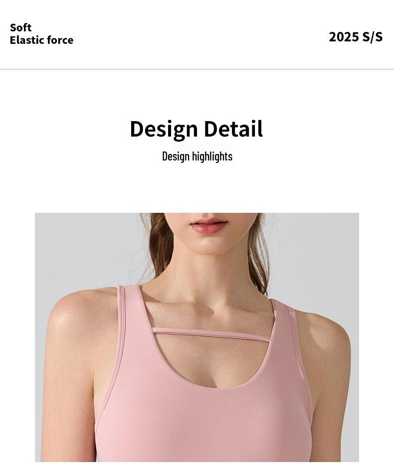 Women's Sexy Breathable Yoga Tank Top with Chest Pad and Wide Straps