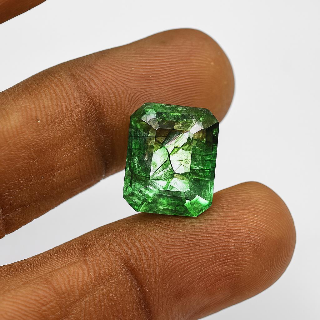 Natural Green Emerald Loose Gemstone Zambian 8.90 Ct Emerald Cut for Jewelry Making and Crafts