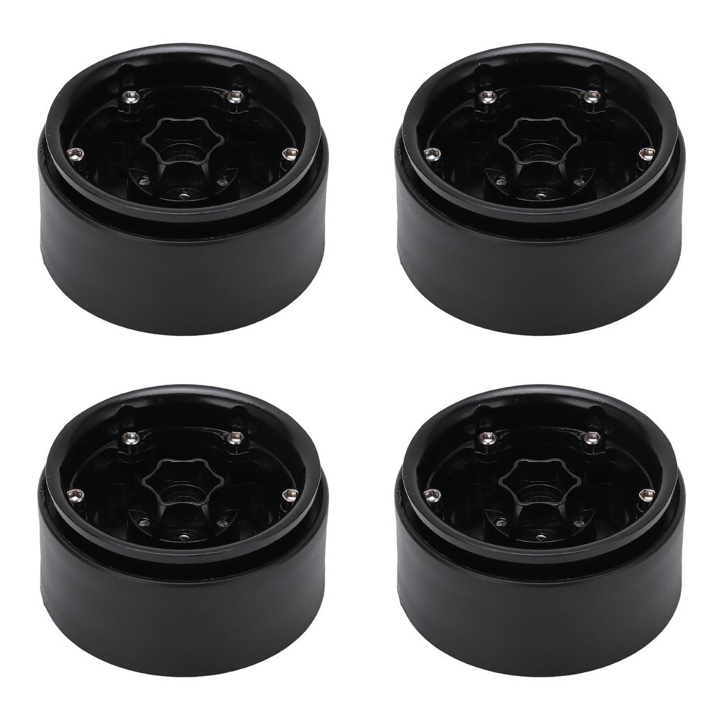 4pcs 1.9 Inch RC Metal Beadlock 8 Round Hole Wheel Rim Hubs for Axial SCX10 90046 RC 110 CarBlack