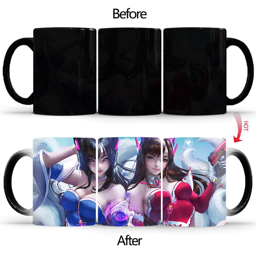 Color Change Mug Anime Blue Red Girl Coffee Mug BSKT-155 Ceramic Coffee Cups Wholesale Kawaii Cup Thermosensitive Mugs Drinkware