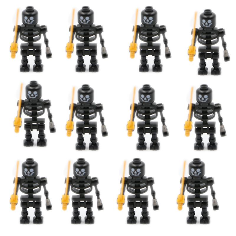 Skeleton Building Blocks Medieval Castle Knight Warriors Skeletons Strong Orcs Figures Collection Toy for Children Gifts