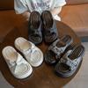 Platform slippers women's summer fashion outer wear beautiful cross high-end sandals