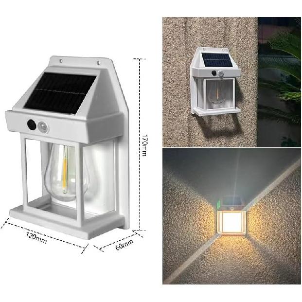 2 PCS Solar Wall Lights, Outdoor Dusk To Dawn Motion Sensor, 3 Lighting Modes, Waterproof, Modern White Plastic Solar Security Wall Lanterns for
