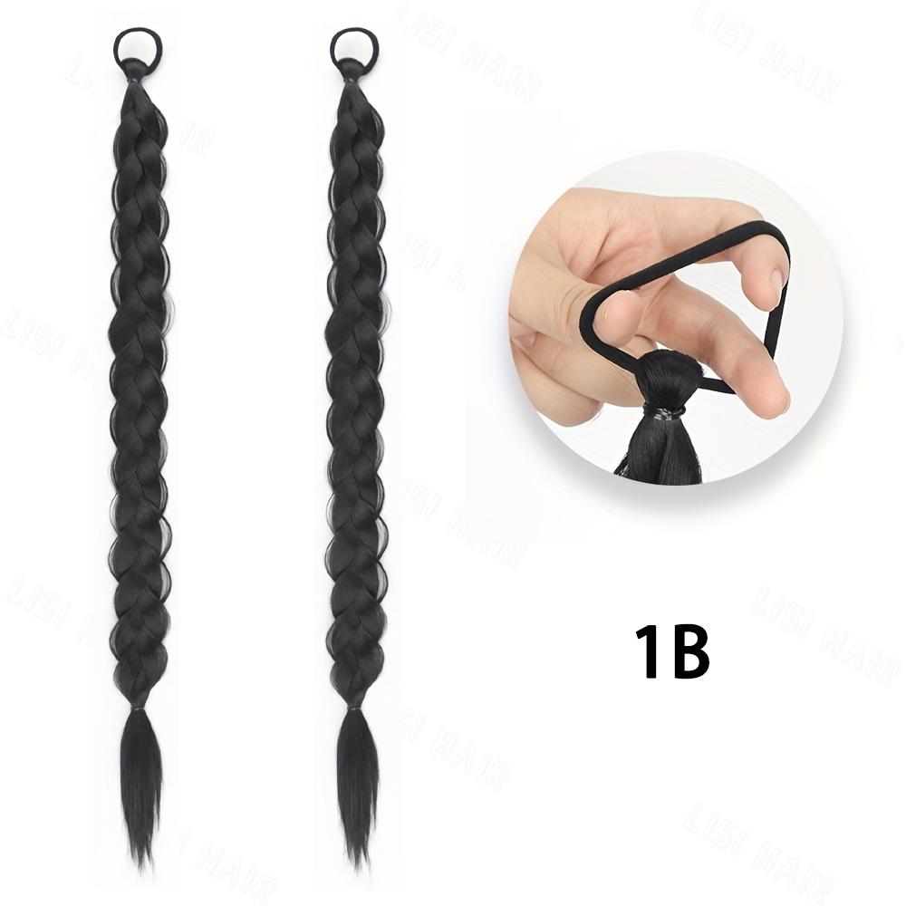 MISS WIG Synthetic With Elastic Band Hair Fiber Extensions Natural Looking  Long Braided Ponytail Hair Accessories For Women Party Daily Use