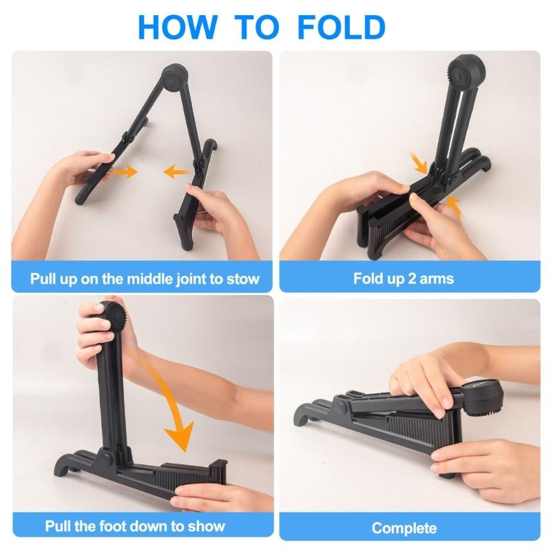 Sturdy Foldable Guitar Stand With Nylon For Solid Support Preventing Instrument Slips On Various Terrains