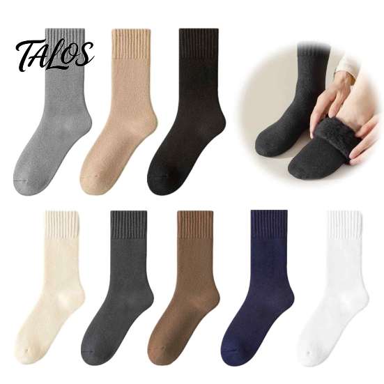 Insulated Boot Socks for Winter Thickened Plush Men, Thermal Fleece Lined Crew Socks, Soft Warm Outdoor Sports Hosiery Mid-calf Elastic Cozy