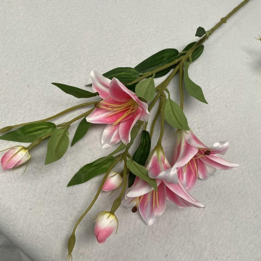 

Arrangement Lily Silk Lilies 7Heads Decorative Artificial Flowers Pastoral Fake Simulated Bouquet Party Decor