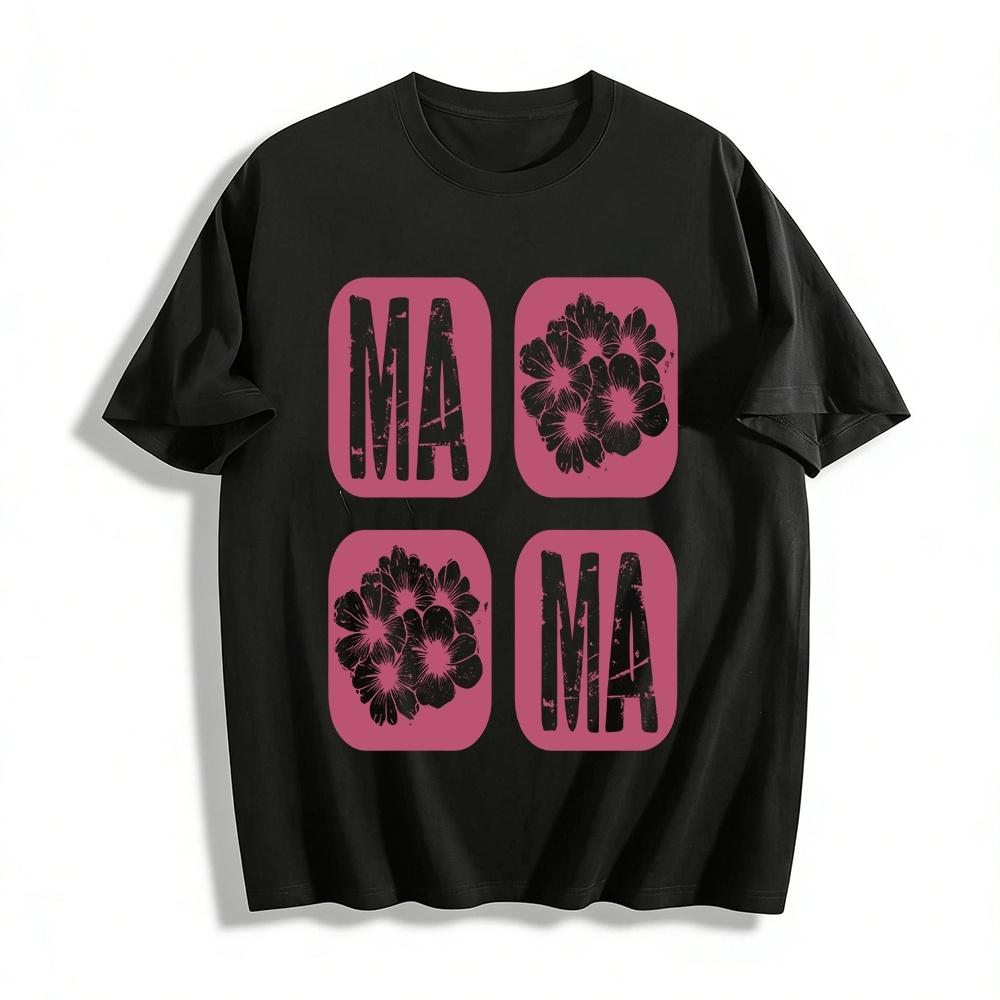 

Vintage Distressed Floral MA Print Casual T-Shirt Pure cotton T-shirt XXS
