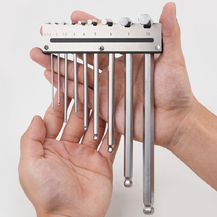 Wall Mountable Hex Wrench Tool Organizer Space Efficient Aluminum Shelf Stand For 1.5mm To 10mm Hex Keys