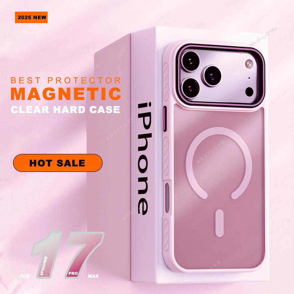 Coque de téléphone magnétique pour iPhone 14 15 16 Plus 13 15 16 17 Pro Max Air Magsafe Charge sans fil Protection Coque antichoc
