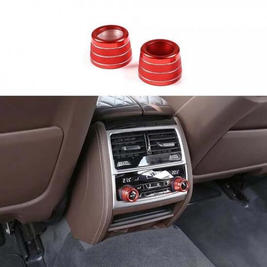 Button Knob Console Air Conditioner Red Aluminum For BMW 5 Series G30 Cover Trim