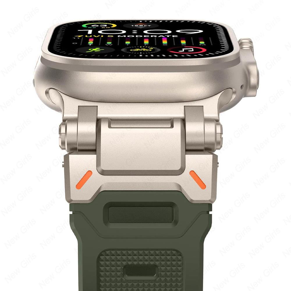

Sports Rubber Band for Apple Watch Ultra 2 1 Band 49mm Series 10 46mm Luxury Wristband for IWatch Series 9 8 7 6 5 4 45mm 44mm ultra 1 2 49mm