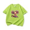 Kids Cotton T Shirt Rainbow Hair Laughing Girl Sitting With Puppy Print Crew Neck Short Sleeve Tee Casual Boys Girls Summer Tops