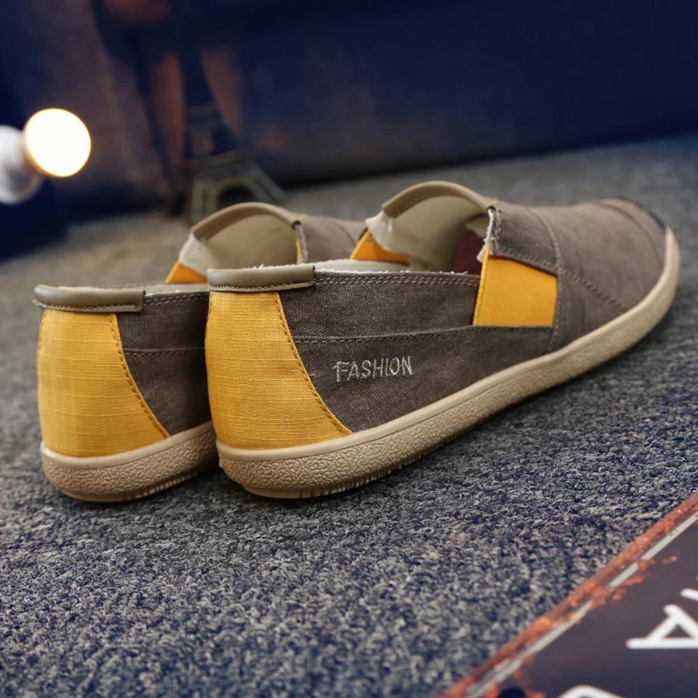 New Breathable and Comfortable One Step Fashion Men's Canvas Anti Slip LightweightDriving Shoes Sneakers Men