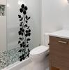 Transparenter Badezimmerglas Schwarze Blumenranke Aufkleber Minimalistischer Stil Dekoration Abziehbild
